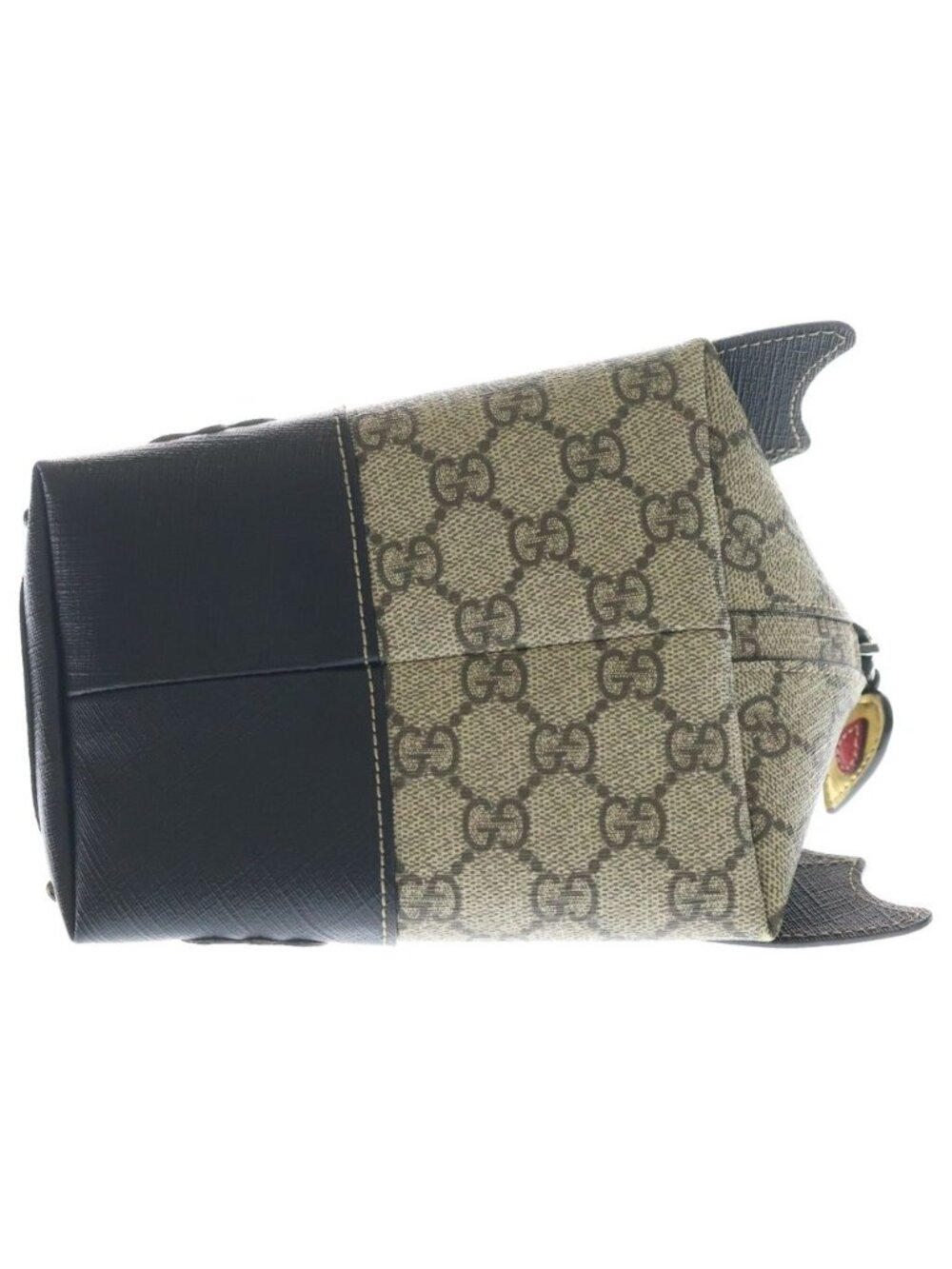 Gucci Children's GG Supreme Handbag Black Beige Leather Silver - Picture 4 of 8